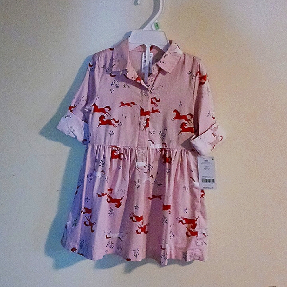 Carters Pink Horse Shirt Dress 2 pieces